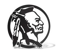 Erreinge Sticker Prespaced Noir 35cm - Droit Amérindien Indien - décalque de vinyle autocollant Decal mural pour ordinateur portable Auto Moto Casque Camper