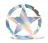 ERREINGE STICKER PRESPATIÉ HOLOGRAPHIQUE IRIDESCENT 25 cm - Étoile Militaire Army Army Army - Autocollant autocollant autocollant vinyle mural pour ordinateur portable voiture moto casque camping-car