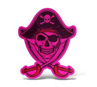 Erreinge® Sticker Rosa Fluo 12 cm Crâne de pirate autocollant d'impression pare-chocs Auto Moto Mur portable Vélos Bagages