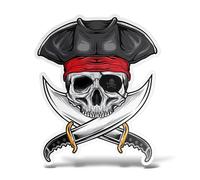 erreinge Sticker Skull Pirate en Forme adhésif Autocollant pour PVC Peint Auto Moto Casque Camper pour Ordinateur Portable - 12 cm