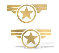 Erreinge X2 Autocollant Prespaced Or 12cm - Star nous Jeep 4X4 militaire de l'armée - Vinyl Decal Sticker Mural Decal Ordinateur Portable Auto Moto Casque Camper