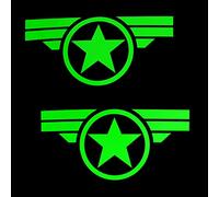 Erreinge X2 Sticker Prespaced vert fluo 30cm - Star nous Jeep 4X4 militaire de l'armée - Vinyl Decal Sticker Mural Decal Ordinateur Portable Auto Moto Casque Camper
