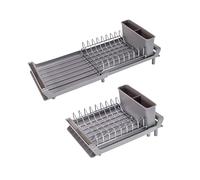 Erreke Egouttoir Vaisselle INOX, Egoutoire Vaisselle Cuisine Pliable, Bec Verseur pour l'Évier, 28 à 47 cm de Long, 20 cm de Large, Couleur Blanche, Couleur Gris