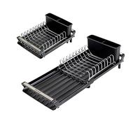 Erreke Egouttoir Vaisselle INOX, Egoutoire Vaisselle Cuisine Pliable, Bec Verseur pour l'Évier, 28 à 47 cm de Long, 20 cm de Large, Couleur Blanche, Couleur Noir