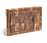 Erreke Planche a Decouper Bois, Bois de Teck End Grain, Planche à Découper Robuste et Compact Idéale pour Petit Cuisines, Couper Servir Viande Fromage Pain, 30x20x3.2 cm
