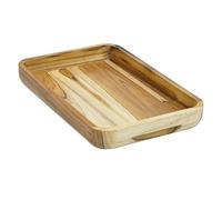 Erreke Plateau de Service en Bois, Plateau Bois, Bois de Teck Naturel, Rectangulaire et Résistant, Idéal pour Les Viandes, Le Poulet, Les Saucisses, Les Apéritifs, Plateau Repas, 39.5x26x5 cm