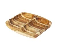 Erreke Plateau de Service en Bois, Plateau Bois, Bois de Teck Naturel, Rectangulaire et Résistant, Idéal pour Les Viandes, Le Poulet, Les Saucisses, Les Apéritifs, Plateau Repas, 24.5x21.5x2.4 cm