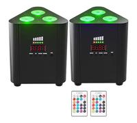 Erreyht 2PCS RGBW Projecteur LED Par rechargeable batterie 4400 mAh, télécommande/contrôle DMX éclairage de scène sans fil avec indicateur de charge Lumière DJ pour fête Noël discothèque mariage