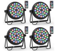 Erreyht 4 PCS RGB 36 Par LED, 36W Lumiere Par 4 Modes de Contrôle Éclairage Scène avec Télécommande, Lumiere Scene pour DJ Disco Bars DJ Concerts Halloween Noël