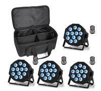 Erreyht 4 PCS RGBW Rechargeable Par LED avec Sac, Sans Fil 12 LED Batterie Par Lumière avec Télécommande et Timing, Éclairage de Scène Par 4-15 Heures pour DJ fête Bar Noël Mariage Disco Events