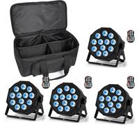Erreyht 4 PCS RGBW Rechargeable Par LED avec Sac, Sans Fil 12 LED Batterie Par Lumière avec Télécommande et Timing, Éclairage de Scène Par 4-15 Heures pour DJ fête Bar Noël Mariage Disco Events