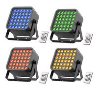 Erreyht 4PCS RGBW UV 36 Par LED Batterie D mx Sans fil, 54W Projecteur Scène 5200mAh Rechargeable avec Télécommande, Party Uplights pour Exterieur Mariage Bar Spectacle Disco Halloween Noël