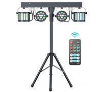 Erreyht 60 W Derby + RGBW LED Par lumière DJ avec support et télécommande, éclairage de scène avec DMX-3/6/15 canaux lumières disco pour dj, Faire la fête, églises, concerts, mariages, Noël (sans sac)