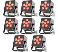 Erreyht 8PCS 50W Par LED Batterie RGBW UV, 5200mAh Rechargeable Lumiere de Scene Contrôle D MX/APP/Télécommande, Eclairage Scene avec Programmes Dynamiques pour Fêtes et Scène