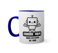 Error 404 Human Intelligence Not Found Funny Tasse à l'intérieur de couleur bleu avec poignée 330ml