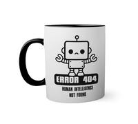 Error 404 Human Intelligence Not Found Funny Tasse à l'intérieur de couleur noire avec poignée 330ml
