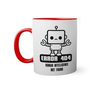 Error 404 Human Intelligence Not Found Funny Tasse à l'intérieur de couleur rouge avec poignée 330ml