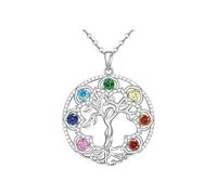 ERRORY Collier avec pendentif arbre de vie en forme de cœur et lune symbolique pour mère, anniversaire, Noël, chaîne réglable pour femme, pendentif soleil et constellations, taille unique, Comme