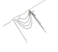 ERRORY Collier avec pendentif crucifix avec pompons dynamiques et perles d'imitation fait à la main pour les amateurs de mode