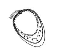 ERRORY Collier ras du cou réglable avec pendentif lune et étoile noire avec pompons pour fêtes et festivals, taille unique, Comme décrit, Comme décrit.