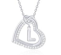 ERRORY Élégant collier en forme de cœur avec initiale en alliage de zircone robuste - Idéal pour les cadeaux romantiques - Pour femme tendance - Utilisation quotidienne - Collier avec lettres