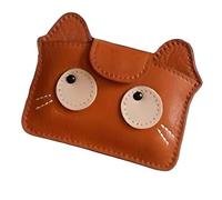 ERRORY Étui à cartes compact en cuir PU avec intérieur spacieux pour cartes et billets de banque Motif chats spacieux, marron, Beauté de masse