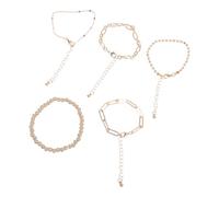 ERRORY Lot de 5 bracelets élégants en alliage avec perles empilables et résistants à la décoloration pour femme, taille unique, Comme décrit
