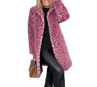 ERRORY Manteau en fausse fourrure doux et confortable pour femme avec col à revers et manches longues pour les aventures d'hiver en plein air, D, L