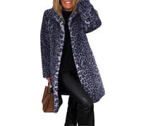 ERRORY Manteau en fausse fourrure doux et confortable pour femme avec col à revers et manches longues pour les aventures d'hiver en plein air, bleu, L