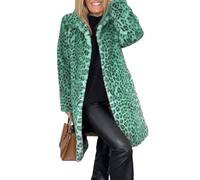 ERRORY Manteau en fausse fourrure doux et confortable pour femme avec col à revers et manches longues pour les aventures d'hiver en plein air, Vert, L