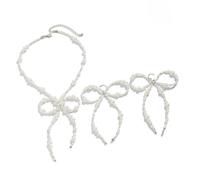 ERRORY Parure de bijoux avec collier et boucles d'oreilles en perles uniques - Polyvalente pour les tenues décontractées, les événements formels - Collier élégant pour femme