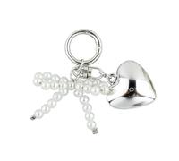 ERRORY Perles d'imitation Bowknot Téléphone Charm Élégant Sangle pour Sac Papillon Nœud Porte-clés Embellissement Élégant Porte-clés Pendentif Sweet Keychain, blanc, glossy love