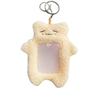ERRORY Porte-cartes photo mignon en peluche avec porte-clés ours de dessin animé chats photo pochette de protection carte de crédit en peluche dessin animé ours manchon bus avec porte-clés, Ours jaune
