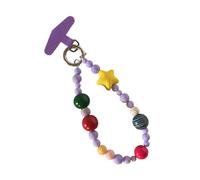 ERRORY Porte-clés en perles avec pendentif en forme d'étoile jaune - Cordon de téléphone pour femme