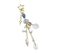 ERRORY Porte-clés tendance inspiré de la mer avec chaîne en forme de coquillage, carillon perlé pour téléphone et écouteurs, accessoire tendance, bleu, taille unique