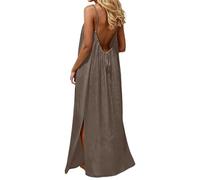 ERRORY Robe longue dos nu pour femme, tenue de vacances de couleur avec fente sur la cuisse, robe longue pour femme, GGG, XL