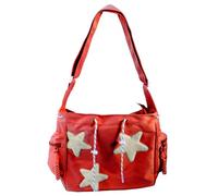 ERRORY Sac à bandoulière de grande capacité pour femme, motif étoiles, pour étudiant, école, esthétique, motif étoile, Rouge