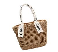 ERRORY Sac à bandoulière élégant en paille pour femme, sac de plage avec cordon de serrage et sac décoratif en ruban, kaki, Large