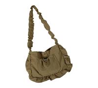 ERRORY Sac à bandoulière structuré au design coréen combinant des bords ornés de volants avec plusieurs poches fonctionnelles intérieures en nylon léger, Vert, One Size