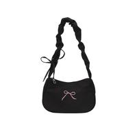 ERRORY Sac à bandoulière tendance unisexe avec nœuds français, sac à main de grande capacité, sac à bandoulière pour femme en nylon avec nœuds français, sac sous les bras, Noir