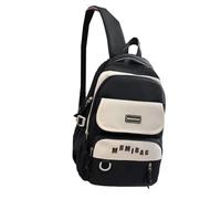 ERRORY Sac à dos polyvalent pour adolescents avec couleurs contrastées élégantes épissées - Grand espace de rangement - Sac à dos en nylon pour l'école - Sac à dos essentiel pour étudiant, Noir , One