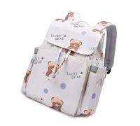 ERRORY Sac à langer multi-compartiments avec motif imprimé élégant, sac à dos imperméable en tissu Oxford pour mamans, voyage, sac à bandoulière en plein air, Ours beige.