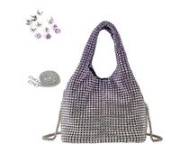 ERRORY Sac à main complet pour femme avec strass - En forme de seau - Sac à bandoulière pour fête, bal de fin d'année, cocktail, sac à main à strass, Violet violent, One Size