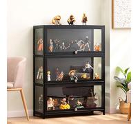 errtsdb 3 Couche Armoires de Curiosités, 80x33x106cm Vitrine pour Collection, Vitrine Salon Bibliotheque avec Porte pour Collection De Figurines Et Objets Rares(Noir/Transparent sur Trois Côtés)
