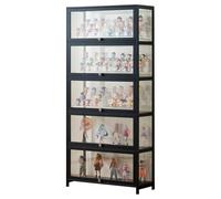 errtsdb 5 Couche Vitrine pour Objets de Collection, 80x33x172cm Armoire avec Vitrine, étagère et étagère D'exposition pour Collection De Figurines(Noir/Transparent de Tous Les Côtés)