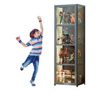errtsdb Vitrine avec Porte d'armoire Rabattable en Acrylique, étagères avec Porte en Acrylique, vitrine Curio, Objets de Collection, Organisateur de Jouets(42x33x130cm, Gris)