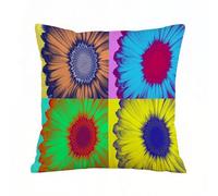 ERRTU Housse de Coussin 40x40 cm,Art Moderne inspiré du Pop Art, coloré, Kitsch, Fleur de Marguerite, Bords durs, wes,Housse Coussin Exterieur,Motif Décoratif Taie d'oreiller,Coussin Decoratif Canape