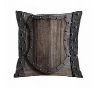 ERRTU Housse de Coussin 40x40 cm,Bouclier en Bois sur la Porte du château médiéval Illustration 3D,Housse Coussin Exterieur,Motif Décoratif Taie d'oreiller,Coussin Decoratif Canape