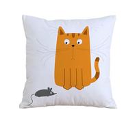 ERRTU Housse de Coussin 40x40 cm,Chat de Dessin animé Rouge-Orange Mignon regardant Une Souris. Conception Graphique,Housse Coussin Exterieur,Motif Décoratif Taie d'oreiller,Coussin Decoratif Canape