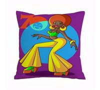 ERRTU Housse de Coussin 40x40 cm, Décorations de fête des années 70, Femme Afro-américaine Dansant dans Une discothèq,Housse Coussin Exterieur,Motif Décoratif Taie d'oreiller,Coussin Decoratif Canape